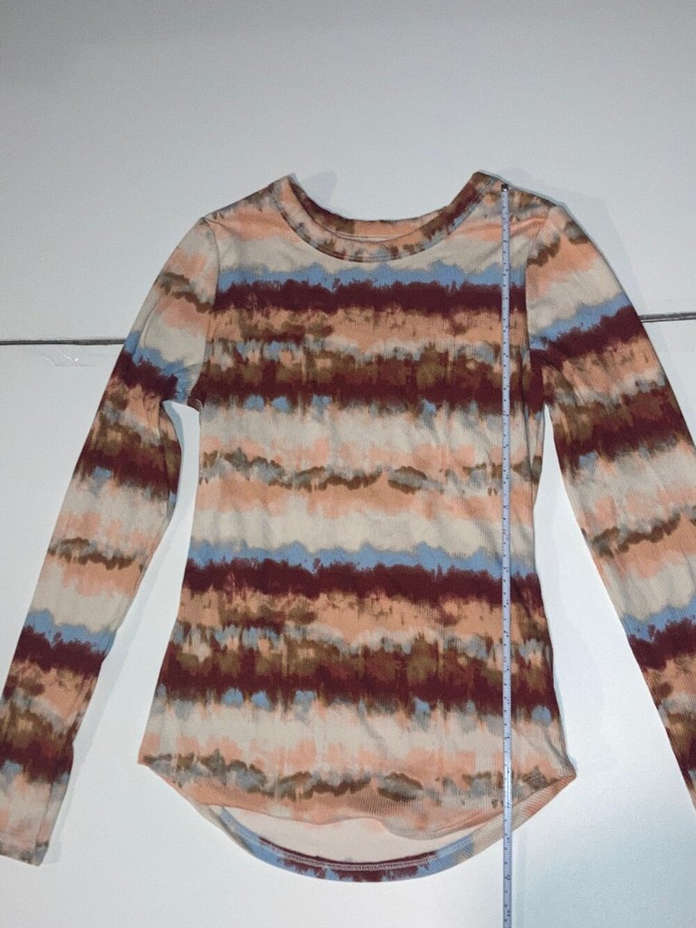 No Boundaries Earth Toned Tie Dye Ribbed Long Sleeve Top XS 1 RN 53469